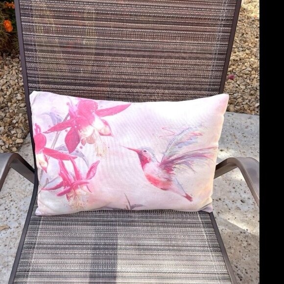 Connie Haley Watercolor Hummingbirds Climaweave Indoor/Outdoor Toss Pillows - Picture 4 of 7